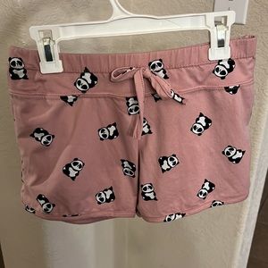 SWEET pink PJ boxer shorts with black panda Size S